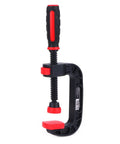 One Hand Quick Release G Clamp And C Clamp Heavy Duty Woodworking Holding Tool With Movable Jaw And Soft Grip For No Fuss DIY Carpentry Projects And Workshop Use 3 Inch Opening 75mm, black and red C clamp