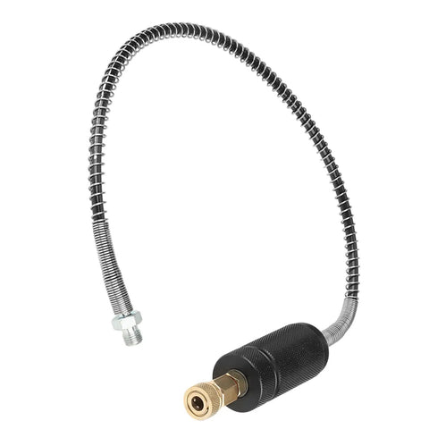 High-Pressure Air Compressor Maintenance Kit With Oil Water Filter, shown with flexible hose and brass connector