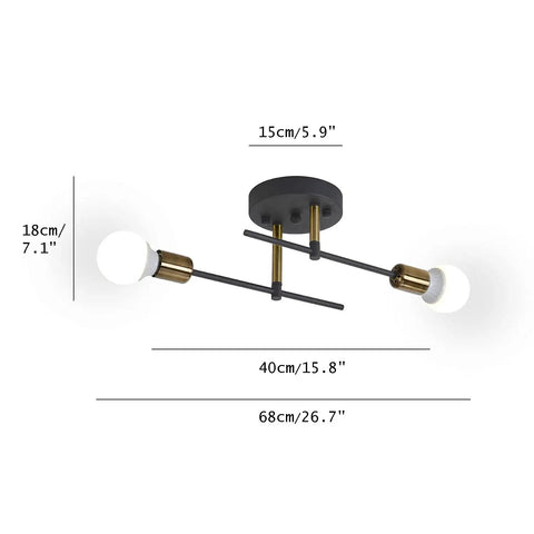 Matte Black Rustic Ceiling Light Semi Flush Mount Two Bulb Fixture With E26 Base For Farmhouse Kitchen Dining Room Bathroom And Bedroom Modern Industrial Style Vibe