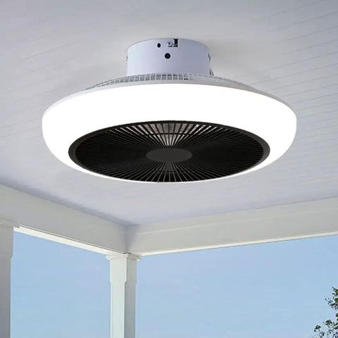 Super Cool 18 Inch Enclosed Ceiling Fan With Remote, 6 Speeds, 3 Color Temperatures, Dimmable LED Light, Low Profile Flush Mount, Reversible Motor, Black