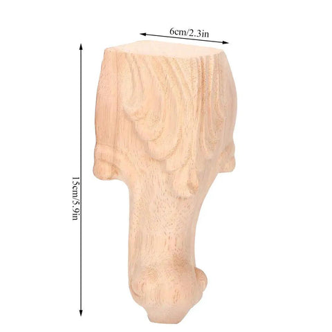 4 Pack European Style Dope Carved Cabinet Legs, Solid Wood Furniture Feet For Tables, Sofas, And Closets, Exquisite Carvings, Durable