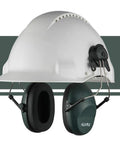 Noise Cancelling Hard Hat Earmuffs Attachable For Construction Site Adjustable Fit With Retractable Stainless Steel Cups Dark Green