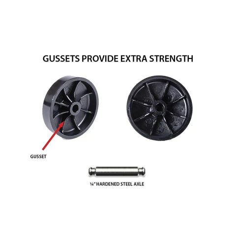 Top Shelf Hooded Twin Wheel Casters 4 Pack 2 Inch Black Nylon And Zinc Plated Steel Heavy Duty 360 Degree Swivel 5 16 Threaded Stem For Rolling Toolboxes And Shop Carts No Sweat