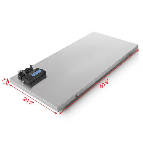 Real Deal Heavy Duty Digital Scale Built Like A Tank For Pets And Livestock With Roomy Stainless Platform And Slip Resistant Rubber Mat showing a spacious stainless steel platform.