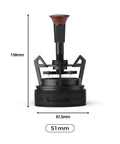 Level Up Your Daily Grind With This Killer Rotary Espresso WDT Tool And Dosing Funnel Set Built For Rock Solid Coffee Distribution And Smooth 51mm Black Portafilter Pulls Right At Home. Image of 51mm black WDT tool with wooden handle.