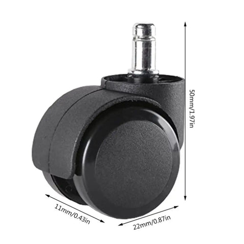 Flat Out Smooth Swivel Chair Casters Polyurethane Rollers Quiet As A Whisper Floor Saver, 50mm black caster wheel for office use.