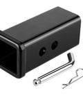 Two And One Half Inch To Two Inch Trailer Hitch Receiver Adapter Reducer Sleeve Alloy Steel With Five Eighth Inch Pin And Clip