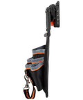 8 Pocket Electrician Tool Pouch for Quick Attach and Release on Tool Belts and MODBox Rail System with belt clip, side view.