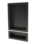 Double Recessed Shower Niche Shelf In Black, Two Tier 16x26x4 Inch Shower Storage, Tile Ready Surface, Install Horizontal Or Vertical