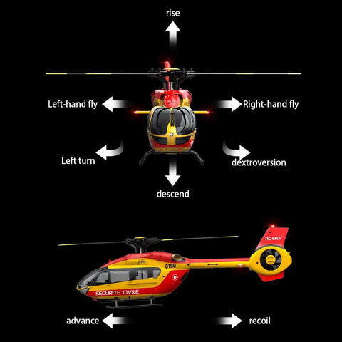 Beginner Friendly RC Helicopter With Optical Flow Positioning, Altitude Hold, 6CH Gyro Stabilization, No Ailerons, Ready To Fly, 335mm Yellow Heli control diagram