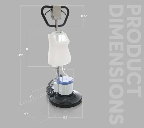 Heavy Duty 17 Inch Floor Buffer Polisher Machine With 1200W Motor And Rugged Metal Body 110V Power 175 RPM Pro Grade Commercial Floor Scrubber displaying product dimensions