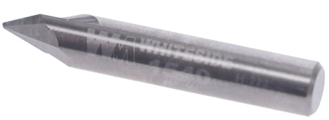 Pro Grade Solid Carbide V Groove Router Bit With Sixty Degree Included Angle One Quarter Inch Shank, sharp precision cutting tip.