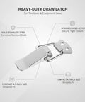 Stainless Steel Spring Latch With Spring-Loaded Closure, Heavy-Duty Draw Latch for toolboxes and equipment cases, 4.7-inch size