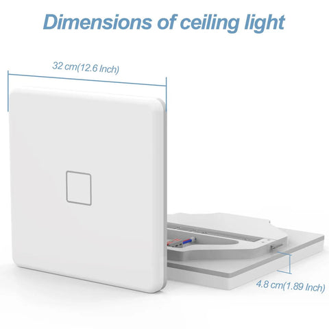 Dimensions of Two Pack Square LED Flush Mount Ceiling Light 24W 2050LM 5000K Daylight Ceiling Fixture