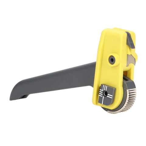 Optical Fiber Cable Cutter With High Carbon Steel Roller And Nylon Handle Pro Grade Double Design Adapters For Stripping Cable Jacket Up To 1 Inch Delivers Clean Efficient Fiber Stripping Every Time, side view