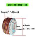 Dimensions of 30AWG Wrapping Wire 250M Tin Plated Copper With PVC Coating, spool size 68mm high, 34mm wide, 24mm core