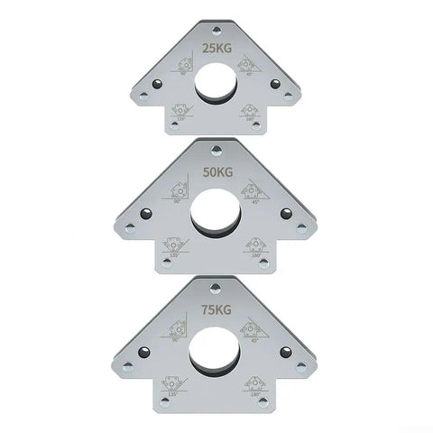 Heavy Duty Welding Magnet Support With 75 KG Strong Grip Clamp for Tube Pipe Fitter showing 25KG, 50KG, and 75KG magnetic clamps.