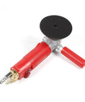 4-inch pneumatic water-jet grinder/air polisher with red body, side handle, and black polishing pad for stone.