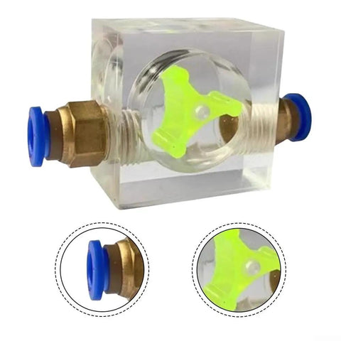 Real Time Spindle Water Flow Monitor for Engraving Machines, square two way flow indicator in acrylic and metal housing, 8mm shaft