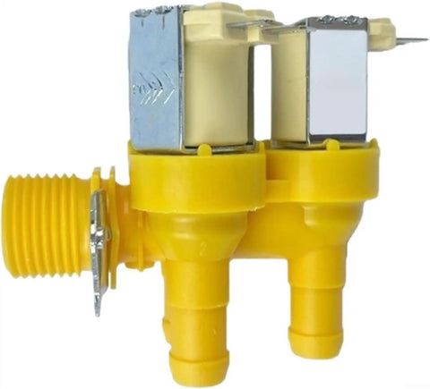 Washing Machine Solenoid Valve Replacement Kit F8286401 No Hassle Direct Fit For Compatible Washers Durable Dual Material Housing Easy Install Verify Model Compatibility With Your Manufacturer Size Chart, yellow plastic valve
