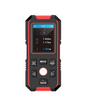 Built Tough 3 In 1 Stud Finder Wall Scanner with LCD display, black and red, measures distances for home renovations.