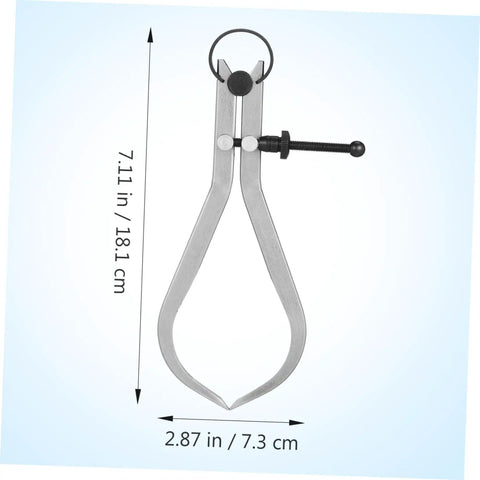 The Real Deal Heavy Duty Outside Caliper For Woodturning Precision Measuring Tool Built Tough Using Premium Carbon Steel portable measuring tool showing dimensions.