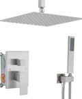 12 Inch Ceiling Mount Brushed Nickel Shower System Luxury Rain Shower Head High Pressure Mixer Valve Kit With Rough In Body And Trim