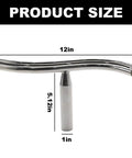 Vkinman curved lathe tool rest with 12in span and 1in post, chrome-plated steel, front view