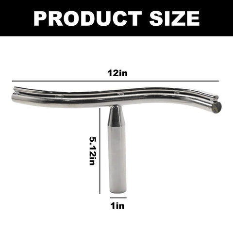 Vkinman curved lathe tool rest with 12in span and 1in post, chrome-plated steel, front view