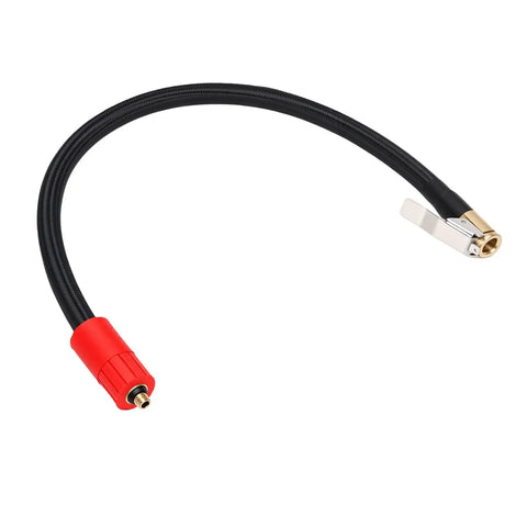 Extended Reach 40CM Tire Inflator Extension Hose With M6 Quick Connect Air Chuck For Cars Motorcycles And Bikes Leakproof Design Zero Hassle Hook Up Easy Fit In Tight Spaces Essential Gear For Your Ride, black hose with red quick-connect chuck