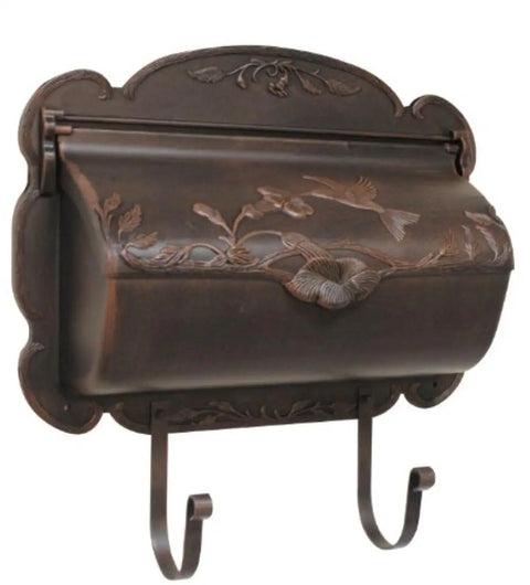 Hummingbird Horizontal Wall Mount Mailbox Copper Aluminum Outdoor Letter Box with Rust Free Finish Brass Hardware