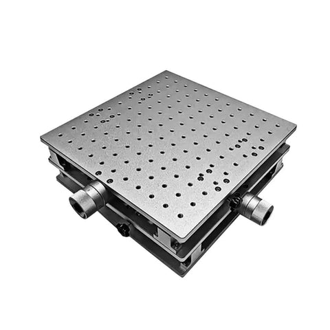 Precision XY Axis Mobile Table, Portable Engraving Workbench with perforated surface, compact 30x30 cm design for laser cutters.