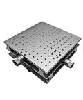 Slick XY Axis Moving Table For Laser Marking And Engraving Gear Dead On Precision 2D Workbench Base top view with holes and mount slots.
