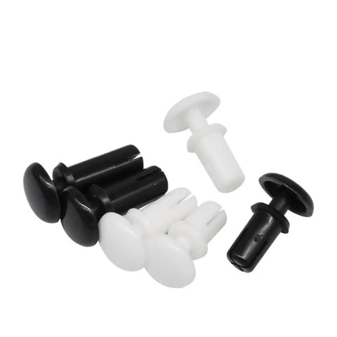 Heavy Duty Durable Nylon R Type Expansion Rivet Nut Buckle Clip Fastener in black and white, securely holds trim panels.