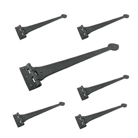 18 Inch Black Wrought Iron Strap Hinges With Spade Tip Heavy Duty Gate And Door Hinge Set Of 6 With Hardware Rustproof Finish
