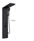 RIBEUJIZS Digital Shower System, Matte Black LED Shower Panel Waterfall Rain Faucet Set with handheld spray, 112cm height.