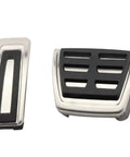 Heavy Duty Stainless Steel Clutch Brake And Gas Pedal Cover Kit Featuring Antislip Rubber Strips, two pedal covers showing rubber grips.