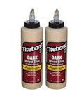 Two bottles of Dark Wood Glue II 16 Oz Dye Version With Quick Set, DIY Friendly Weatherproof Bond That Sands Smooth, Delivers Strong Initial Tack And A Bond Stronger Than Wood For Cabinets, Furniture, And All Your Woodworking Projects.
