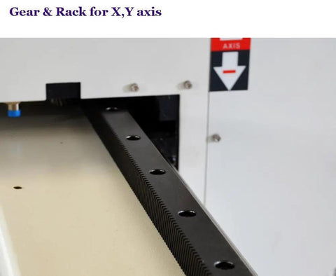 51 By 98 Inch 1325 Ad And Woodworking CNC Router With 3KW Spindle, showing gear and rack for X,Y axis, US Stock