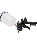 High Performance 1.3mm HVLP Paint Sprayer With 600ML Cup And Stainless Steel Nozzle, black spray gun with cup.
