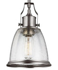 Hobson Glass Pendant Light In Satin Nickel, 1 Light, 8 Inch Glass Shade With 12 Inch Drop, E26 Socket, modern kitchen lighting