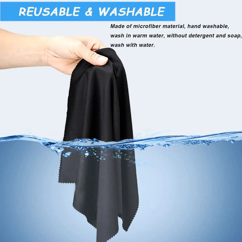 Microfiber cleaning cloth 6x7 in, black, lint-free; for eyeglasses and device screens