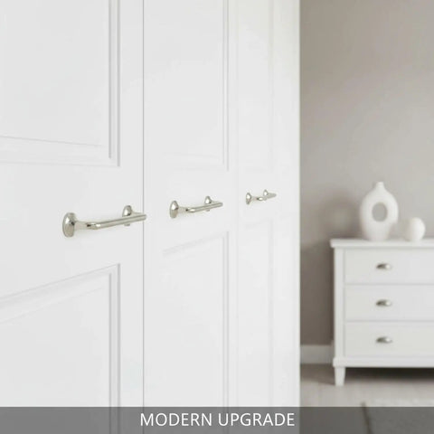 Durable Silver Zinc Alloy Cabinet Pulls For Kitchen Cabinets Drawers And Wardrobes With Silver Finish on white doors