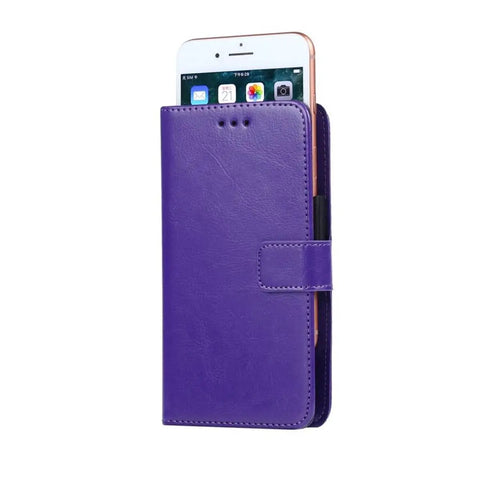 Premium Purple Leather Shell Case Cover For Danew Trace T-One 5.5 Inch Phone, displayed with a device inside.
