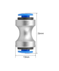Two Piece Teflon Tube Connector High Flow 3D Printer Filament Feed Adapter solid aluminum alloy design with dimensions 26mm x 13mm.