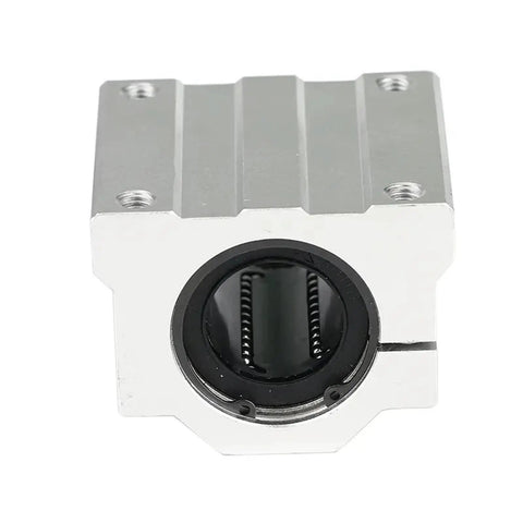 Heavy Duty 16MM Linear Motion Ball Bearing Slider Block Bushing with visible black insert and aluminum housing.