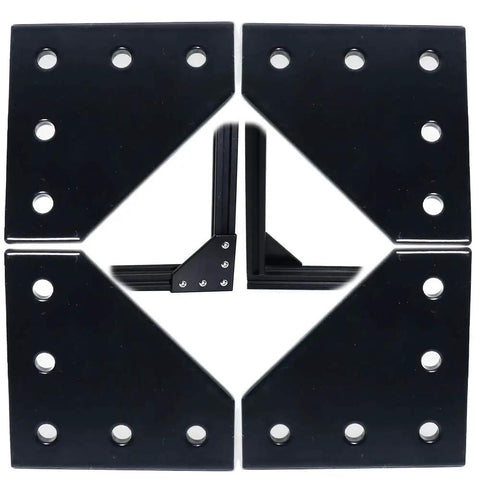 Ten Pack 60x60x4mm L Shaped Corner Bracket Plate For 20x20mm Aluminum Extrusion 5 Hole 90 Degree Outside Joining Plate In Anodized Black Finish