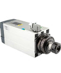 No Nonsense Shop Grade 4.5Kw Square Air Cooled Spindle Motor With Er32 Collet Mounting For Cnc Router Table Milling And Wood Engraving 18000Rpm Low Noise 380V showing collet and housing details.