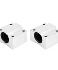 Rock Solid Aluminum Alloy Linear Motion Ball Bearing Slide Block Bushing, Seamless Glide Design For Heavy Equipment And Cnc Projects, 2 Pack, close-up of silver slide blocks.