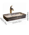 USZWBY Vessel Sinks Bathroom Sink Art Countertop Basin Rectangular Ceramic Washbasin Vanity Vessel with Faucet Bathroom Bowl Sink, 60cm